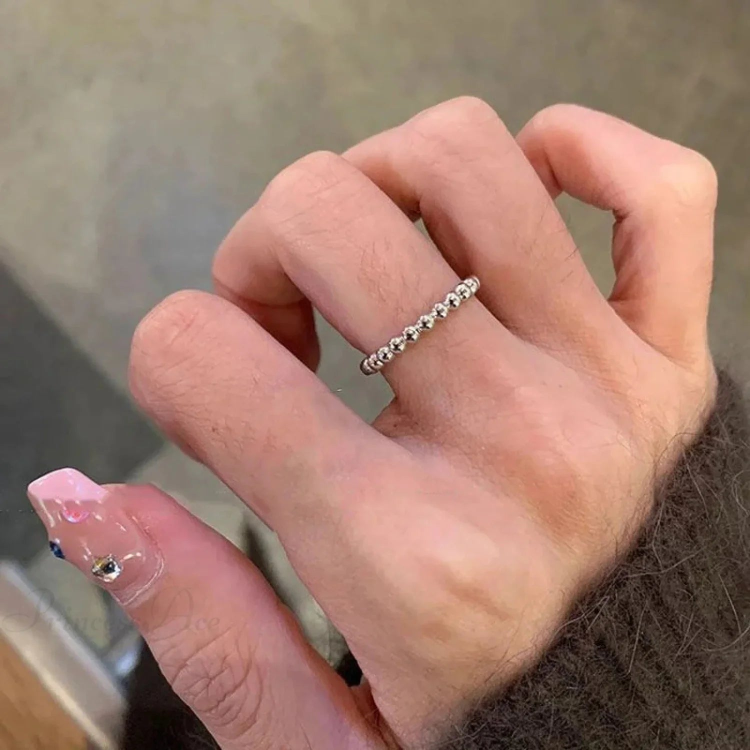 Rebel Cord Glittering Dark Ring