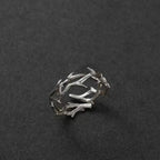 Rebel Spikes Creeper Crimson Gem Gothic Ring