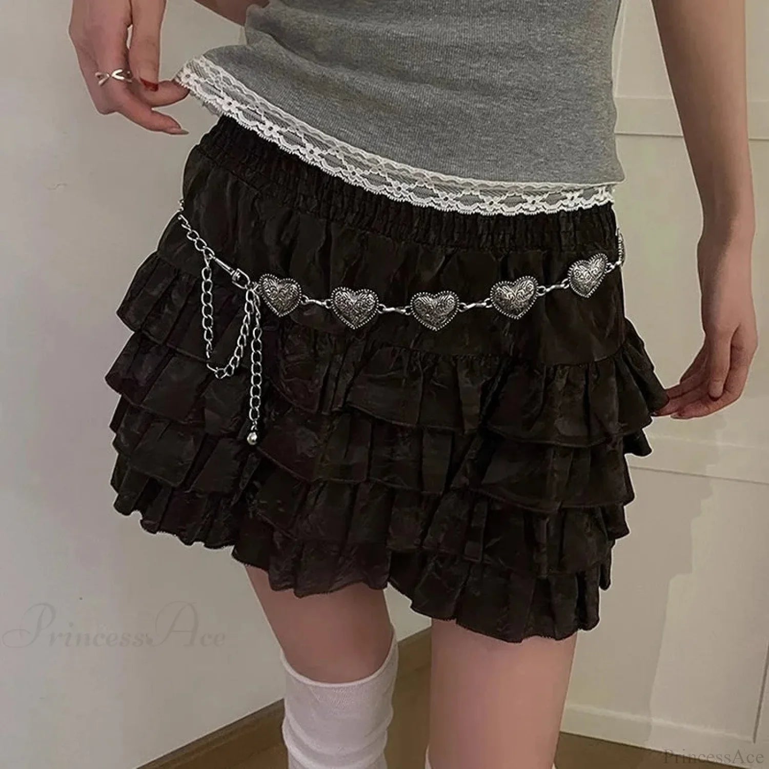 Rebellious Dark Silver Heart Waist Chain Belt