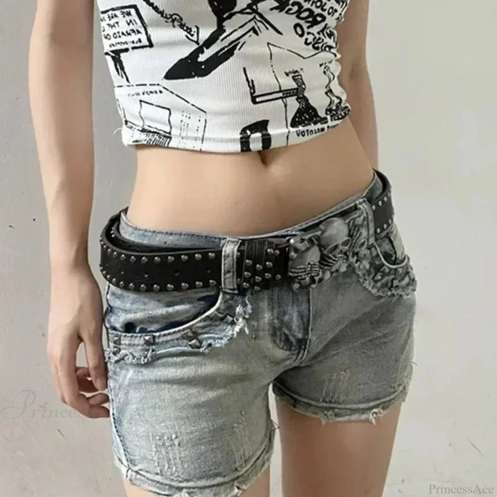 Rebellious Dark Skull Hand Leather Belt