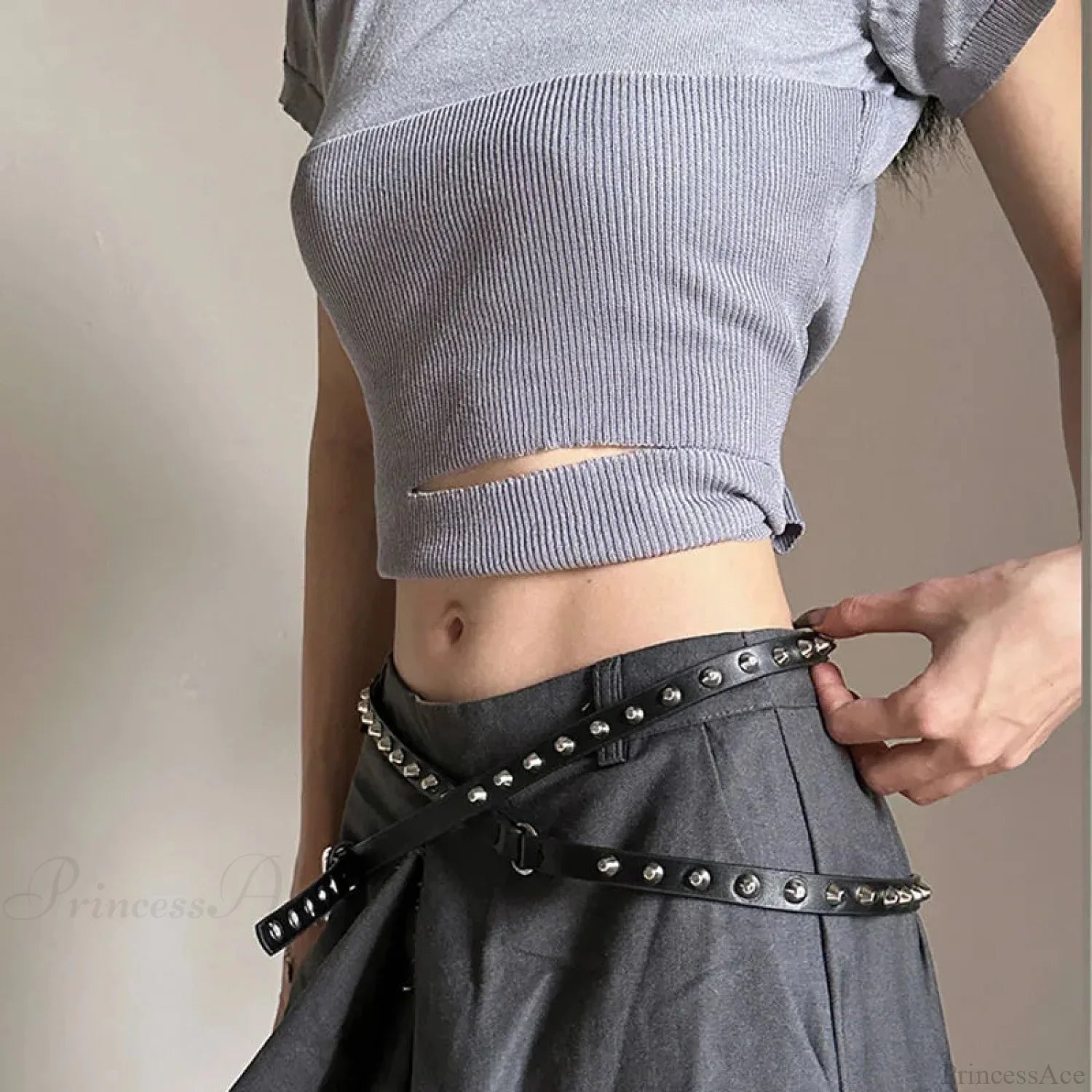 Rebellious Dark Western Double Loop Rivet Belt
