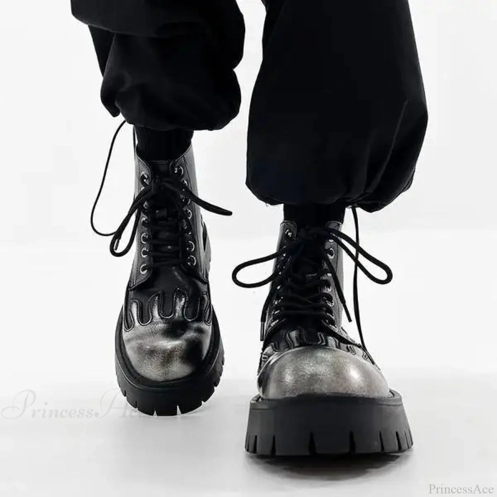 Rebellious Platform Ankle Gothic Motorcycle Boot