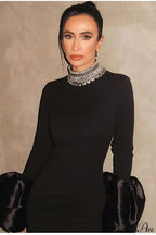 Red Bandage Flared Long Sleeves Party Dress