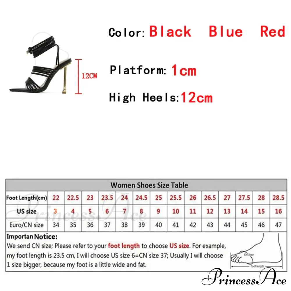 Red Blue Thin High Heels Sandals Size 35-42 Pointed Toe Snake Print Lace Up Shoes Female Pumps Summer Fashion