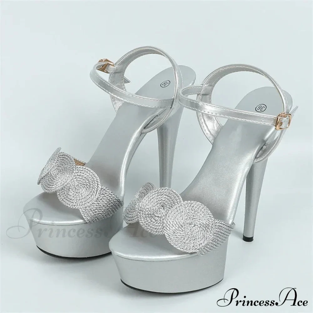 Red High Heels Platform Sandals with Buckle Strap - Women's Wedding Prom Shoes
