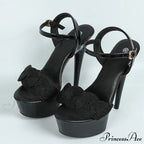 Red High Heels Platform Sandals with Buckle Strap - Women's Wedding Prom Shoes