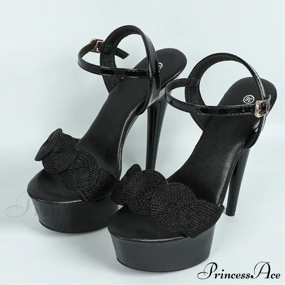 Red High Heels Platform Sandals with Buckle Strap - Women's Wedding Prom Shoes