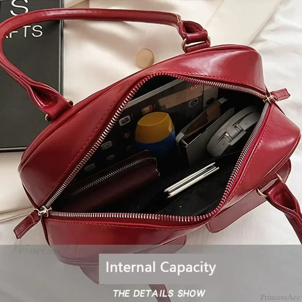 Red Patent Leather Hobo Shoulder Bag