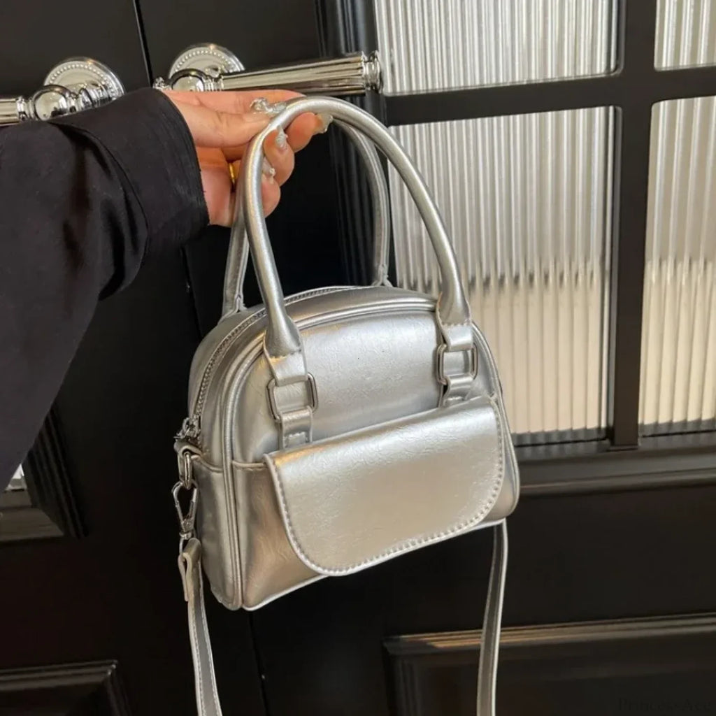 Red Solid PU Leather Underarm Shoulder Bag