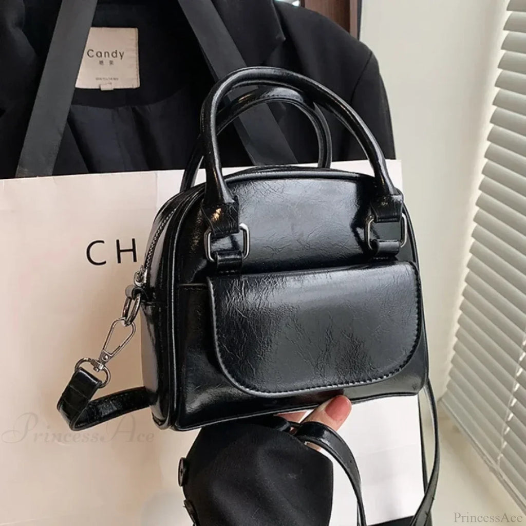 Red Solid PU Leather Underarm Shoulder Bag