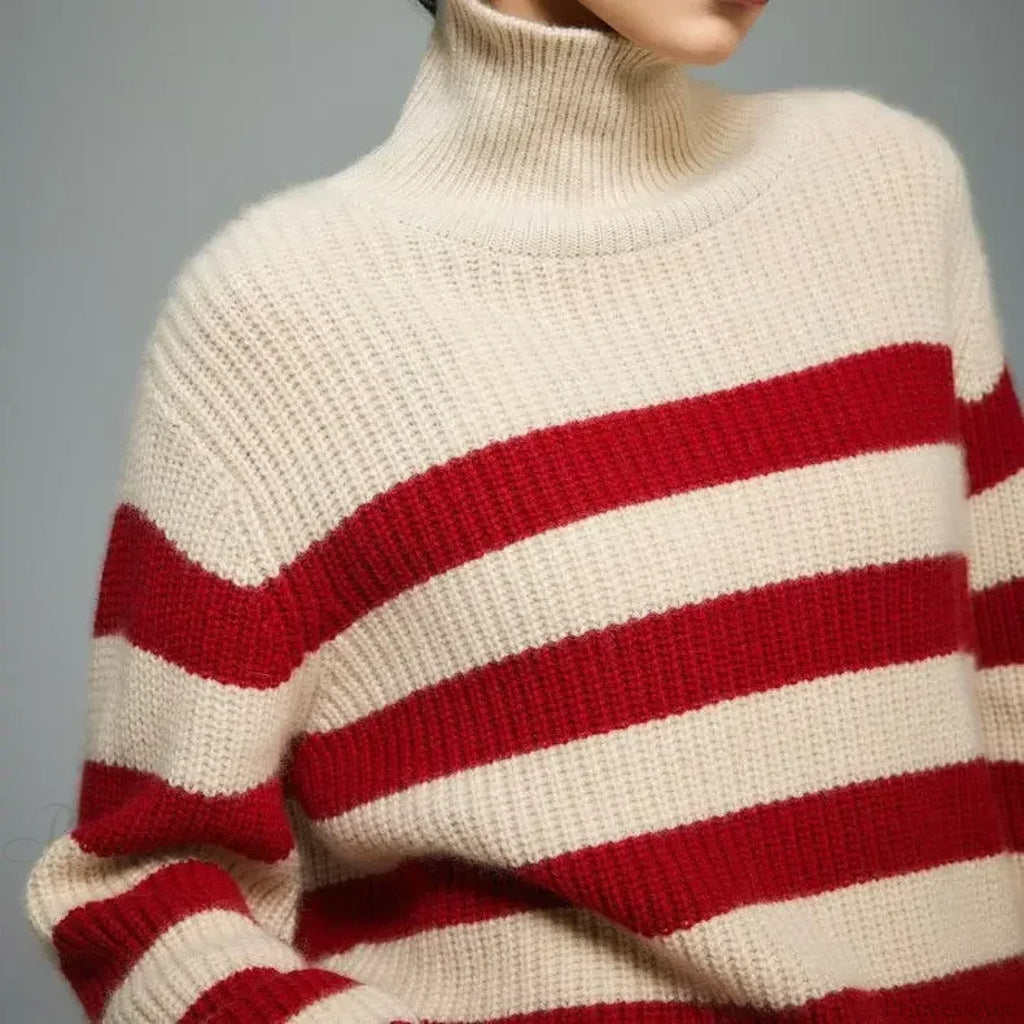 Red Striped Thick Y2k Sweater