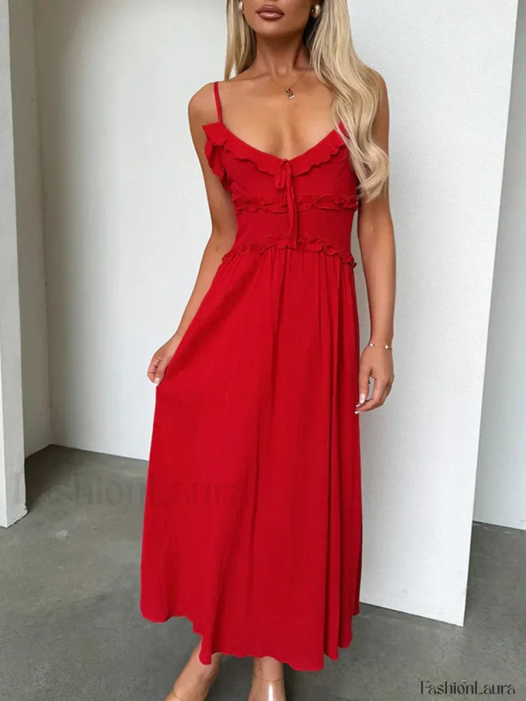 V-Neck Camisole Midi Dress
