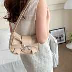 Retro Bow PU Leather Business Shoulder Handbag