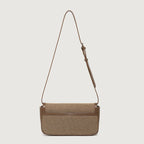 Retro Canvas Faux Leather Crossbody Foldover Bag - Brown