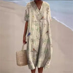 Retro Circle Print Boho Floral Dress