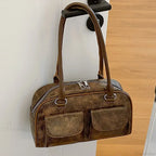Retro Double Pockets Small Shoulder Bag