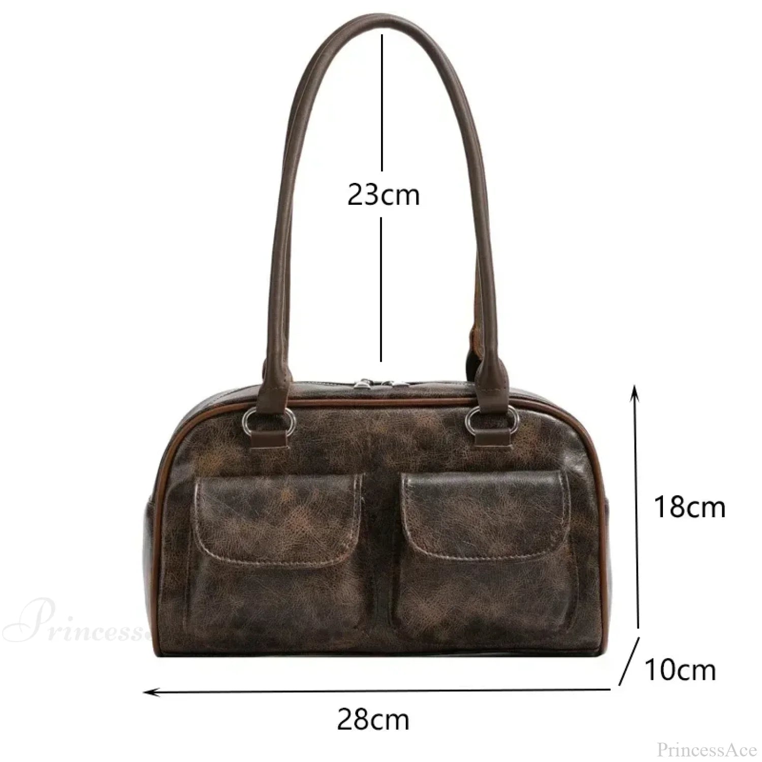 Retro Double Pockets Small Shoulder Bag