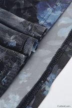 Black Spaghetti Strap Square Neck Floral High Split Pleated Maxi Dress