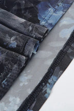 Black Spaghetti Strap Square Neck Floral High Split Pleated Maxi Dress