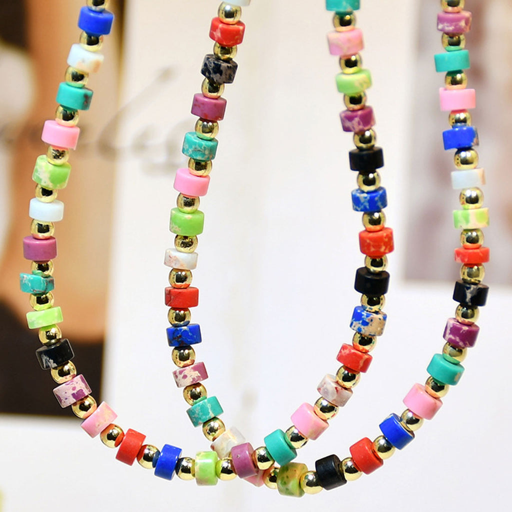 Mixed Color Enamel Beaded Choker Necklace