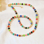 Mixed Color Enamel Beaded Choker Necklace