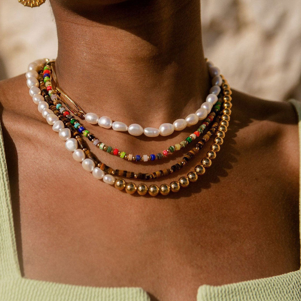 Mixed Color Enamel Beaded Choker Necklace