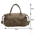 Retro PU Leather Shoulder Tote High Capacity Crossbody Handbag