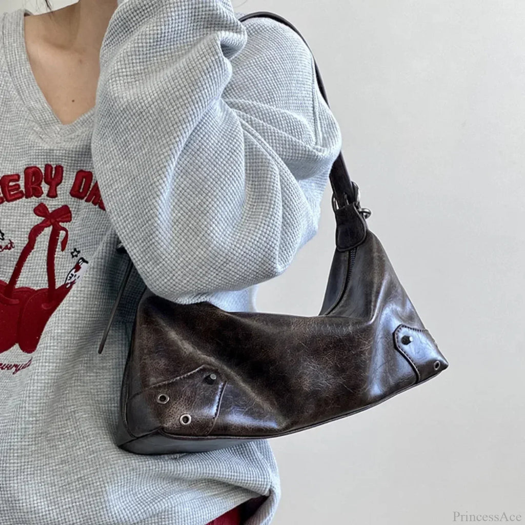 Retro PU Leather Y2K Shoulder Bag