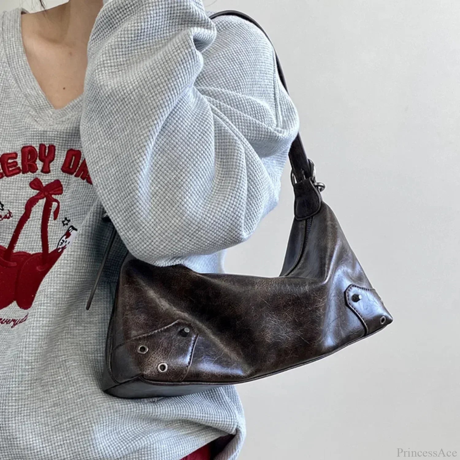 Retro PU Leather Y2K Shoulder Bag