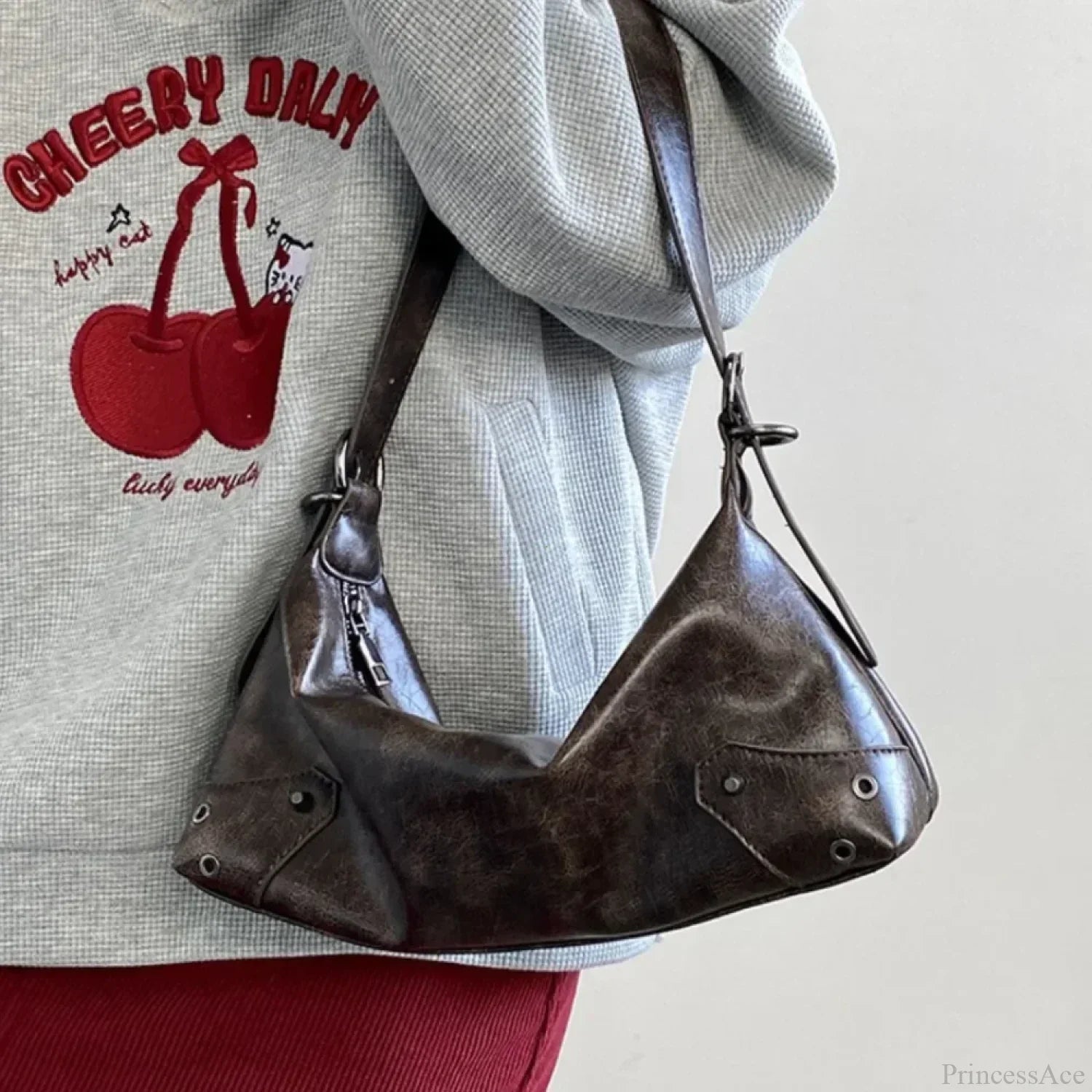 Retro PU Leather Y2K Shoulder Bag
