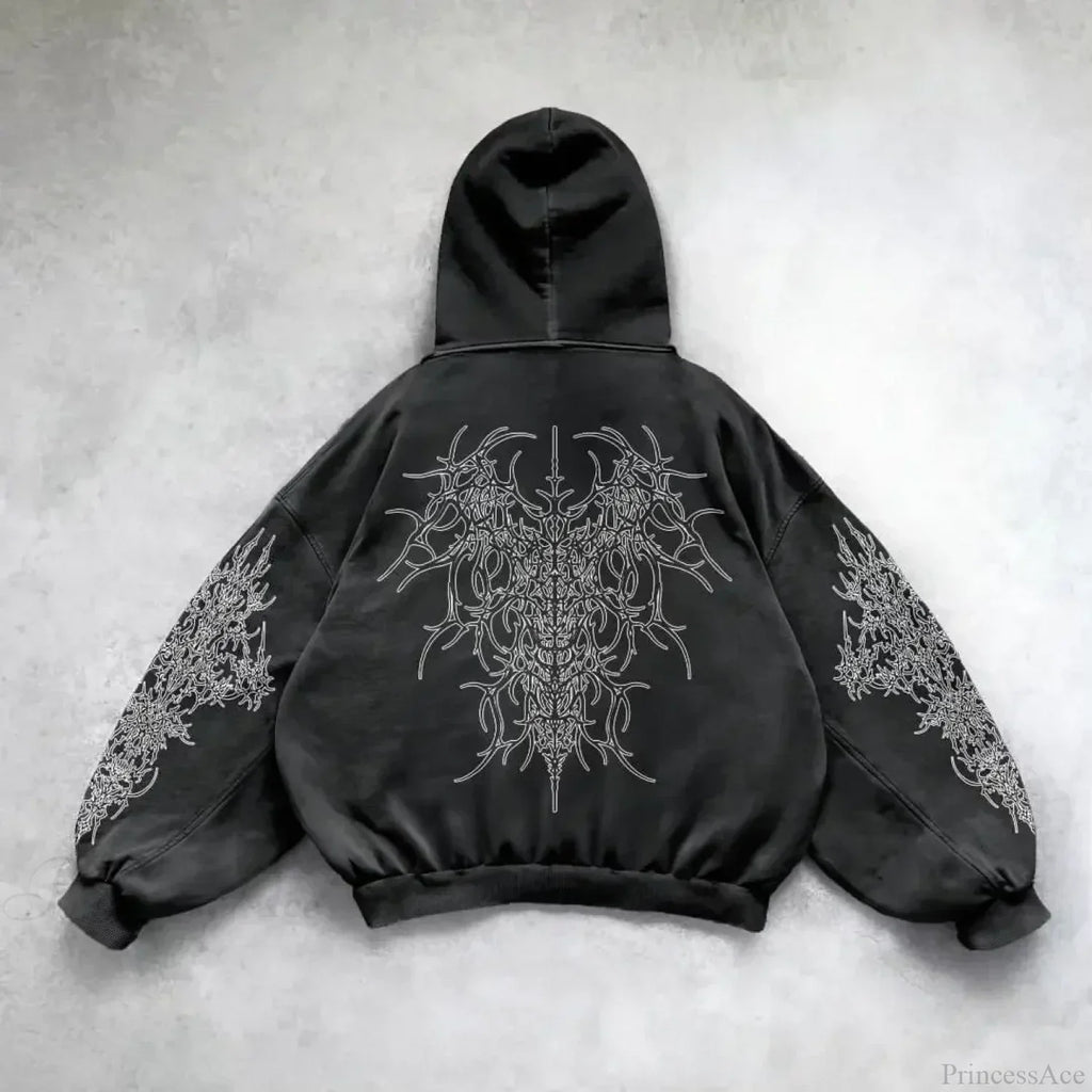 Retro Punk Printed Hoodie