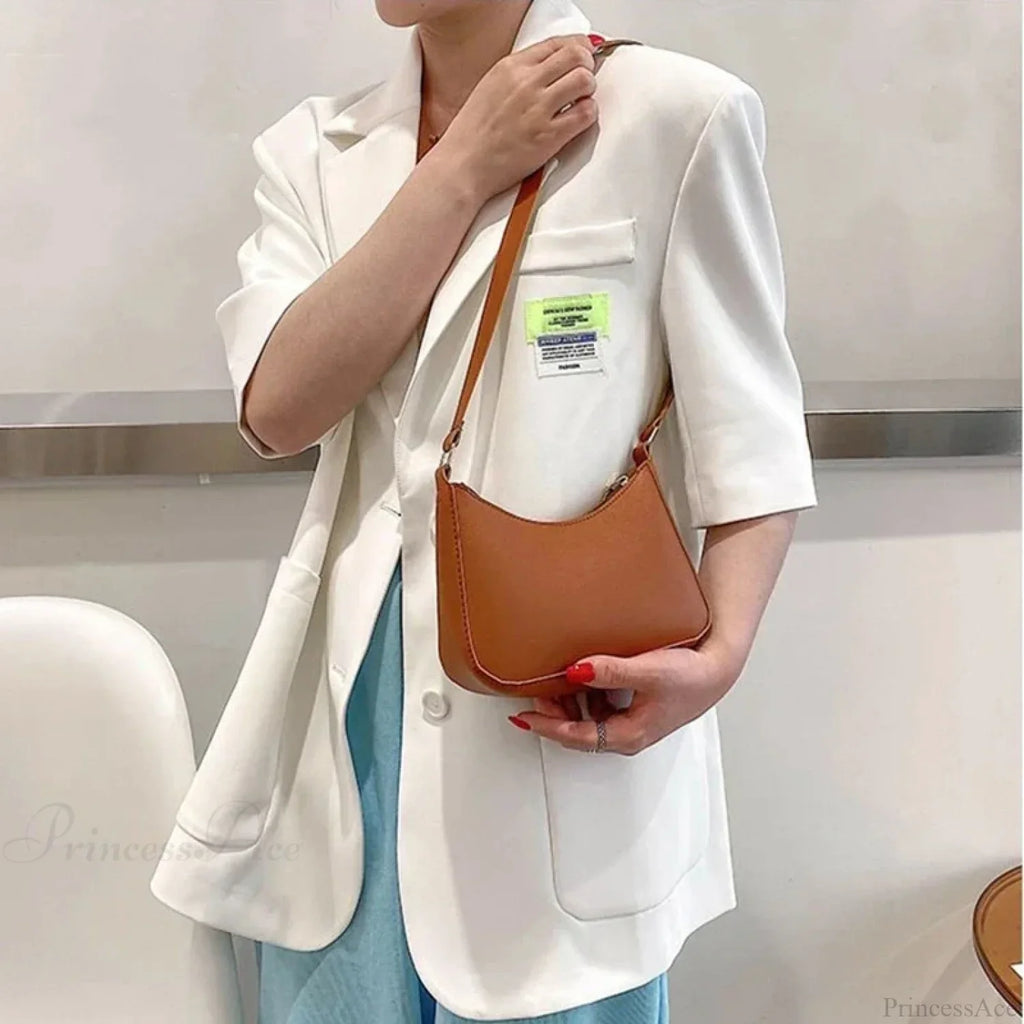 Retro Solid Color PU Leather Hobos Crossbody
