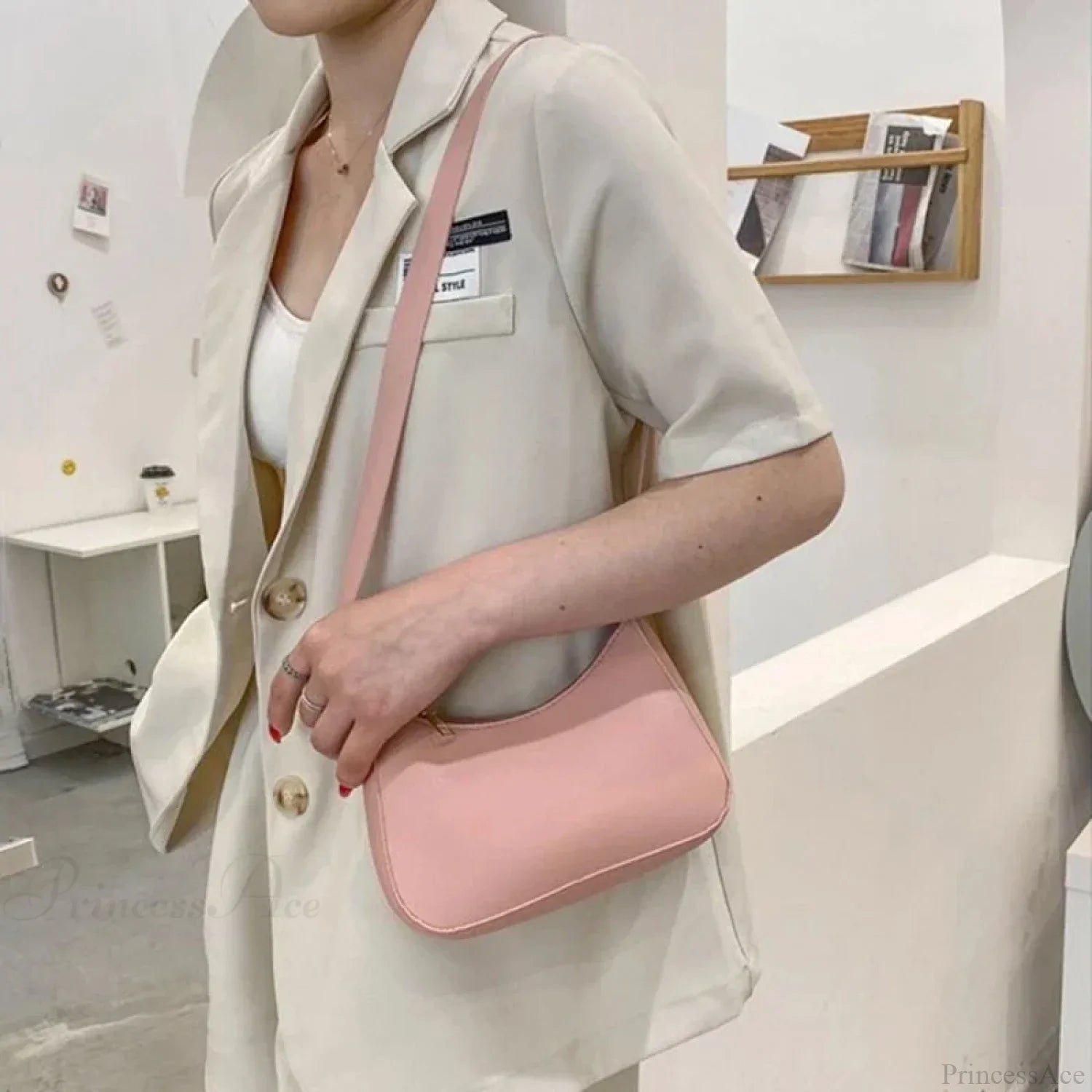 Retro Solid Color PU Leather Underarm Bag
