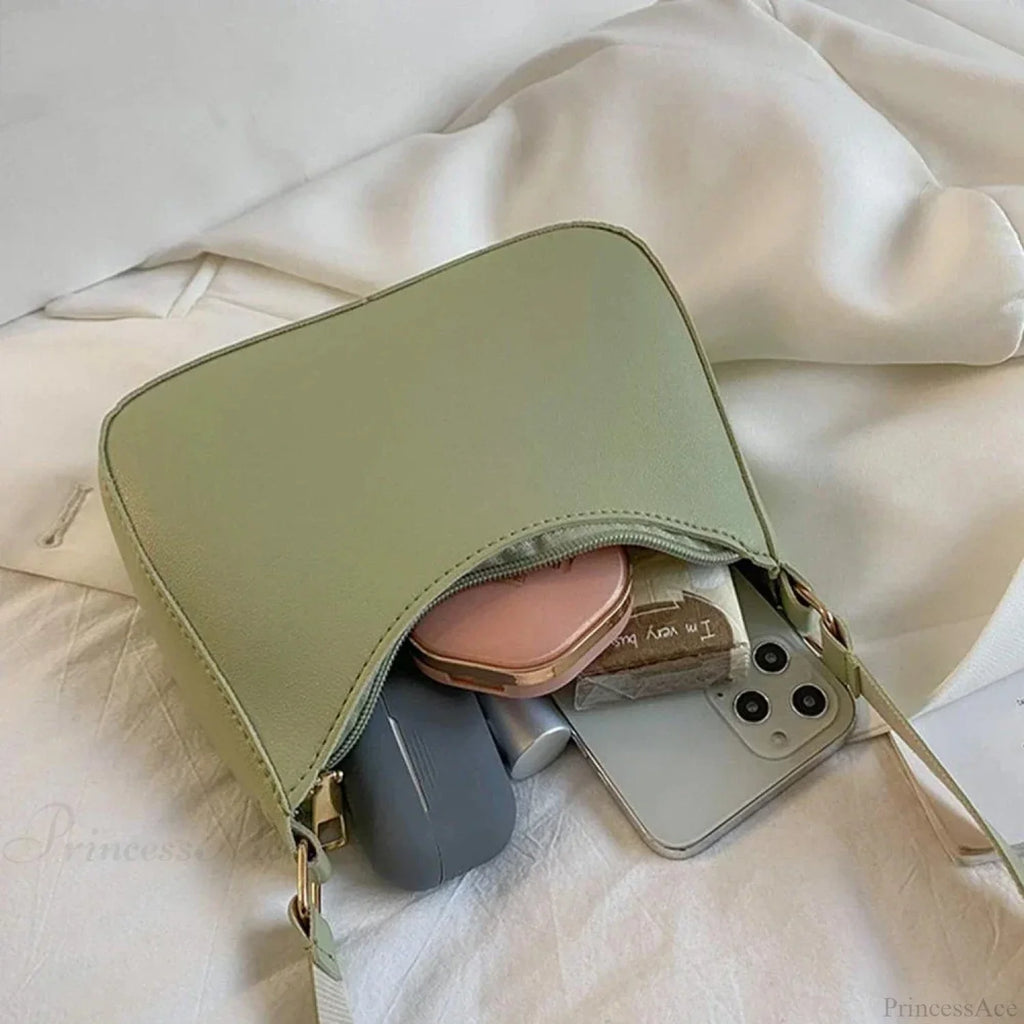 Retro Solid Color PU Leather Underarm Bag