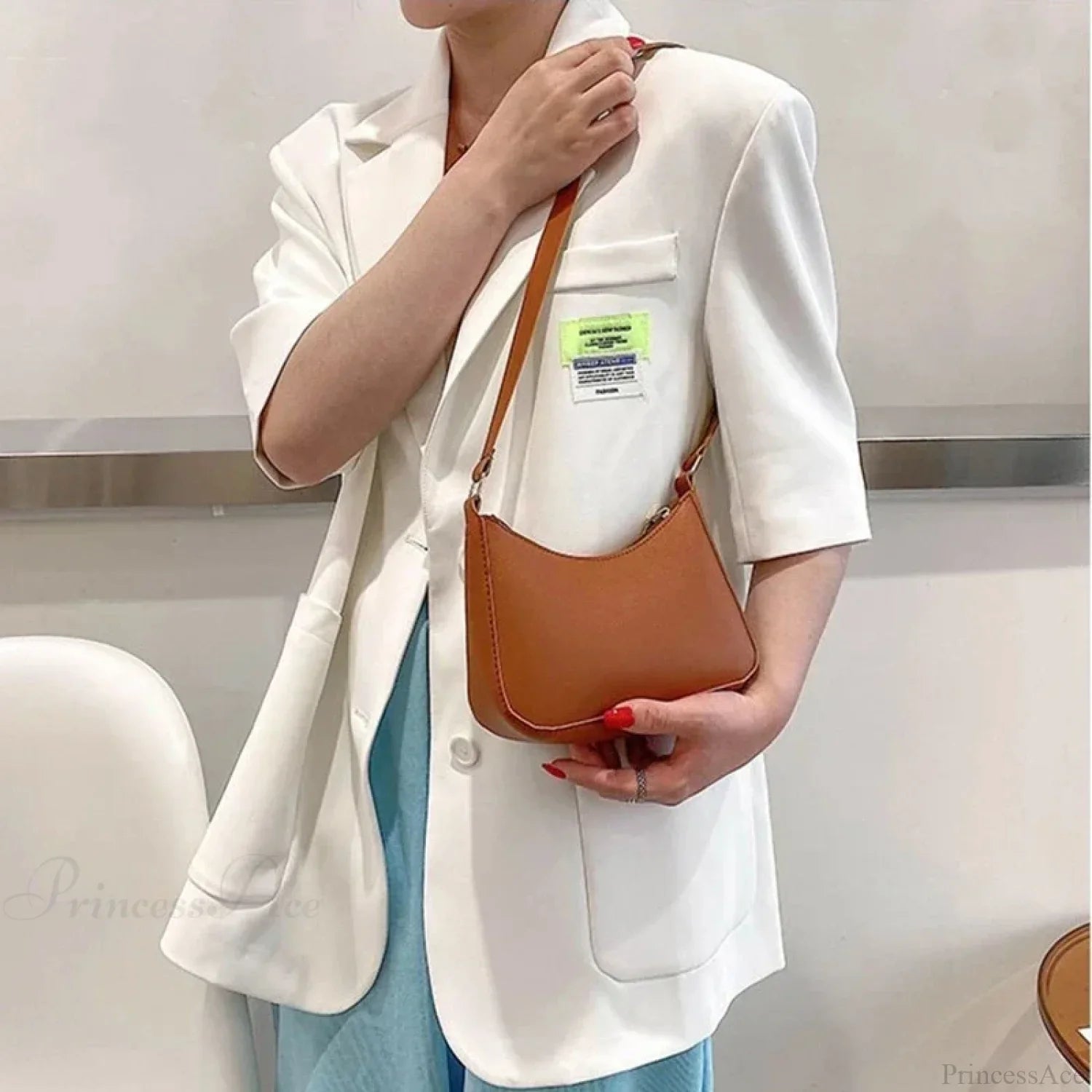 Retro Solid Color PU Leather Underarm Bag