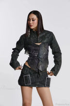 Retro Zipper High-Waist Skirt