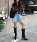 Retro Zipper Loose Long Sleeve Knit Cardigan