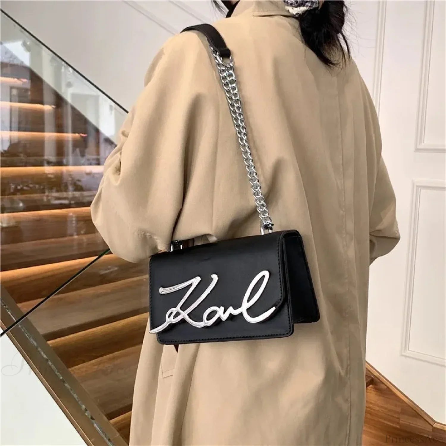 Retro Zipper Square Shoulder Tote Bag