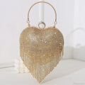Rhinestone Heart Pattern Silver Evening Clutch Wedding Bridal Purse