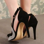 Rhinestone Pointed ToeBuckle Strap Sandals Club Hollow Evening Party Wedding High Heel