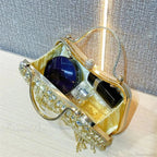 Rhinestone Silver Sparkling Tassel Shoulder Evening Clutch Bag