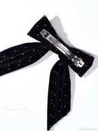 Rhinestone Velvet Black Top Clip Hair Accessory
