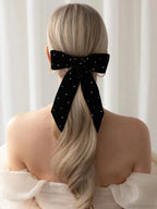 Rhinestone Velvet Black Top Clip Hair Accessory