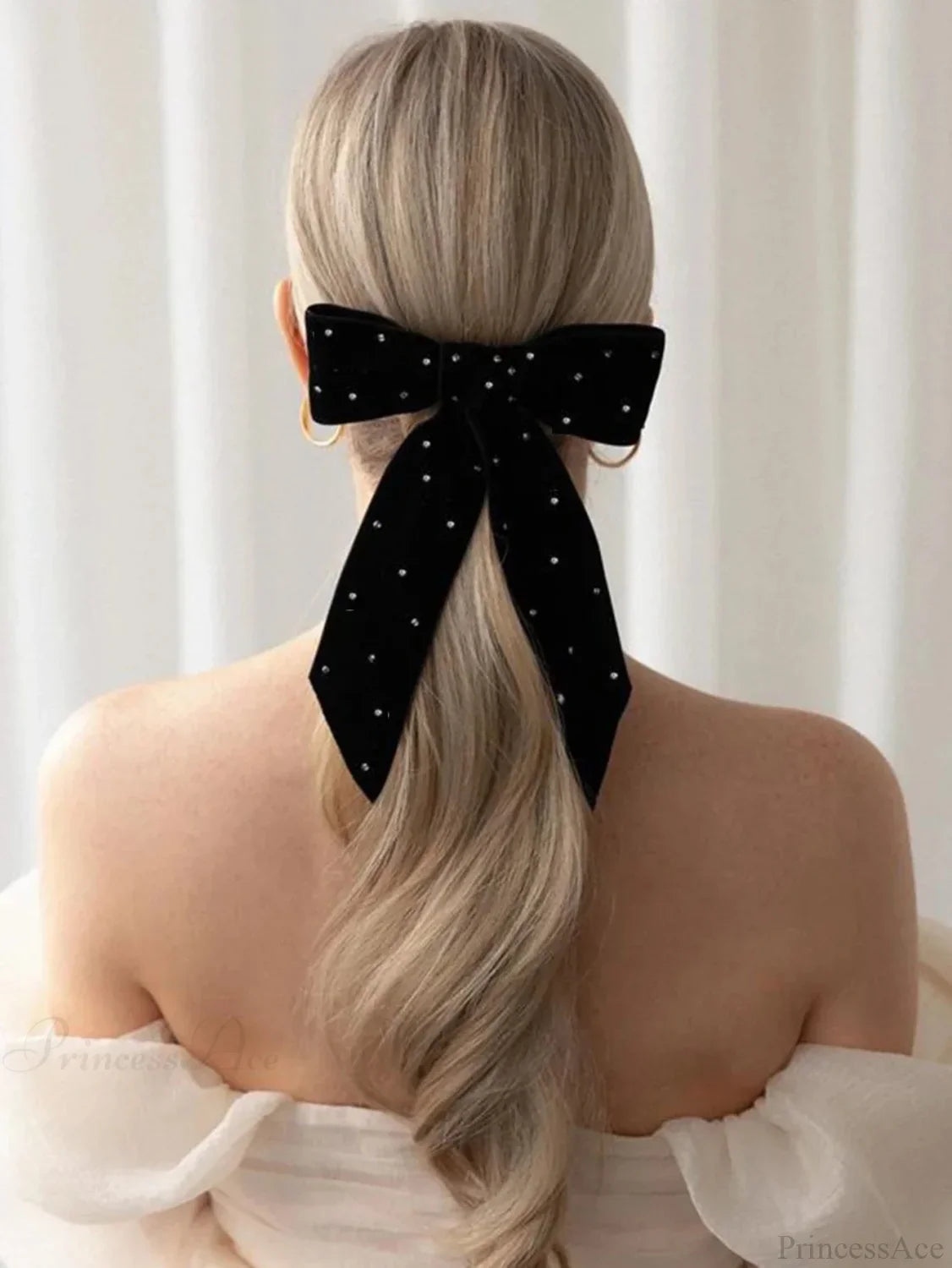 Rhinestone Velvet Black Top Clip Hair Accessory