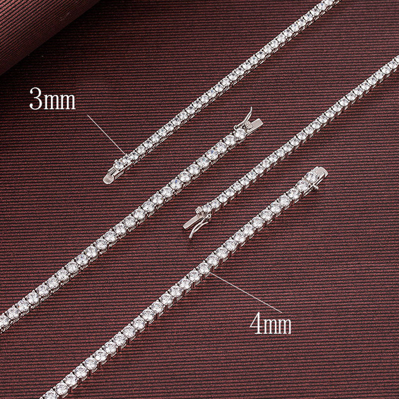 Rhodium Silver 3MM Cubic Zirconia Tennis Necklace