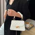 Rhomboid Chain PU Leather Messenger Handbag
