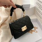 Rhomboid Chain PU Leather Messenger Handbag