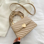 Rhombus Pleated Heart-Shaped Tote Crossbody