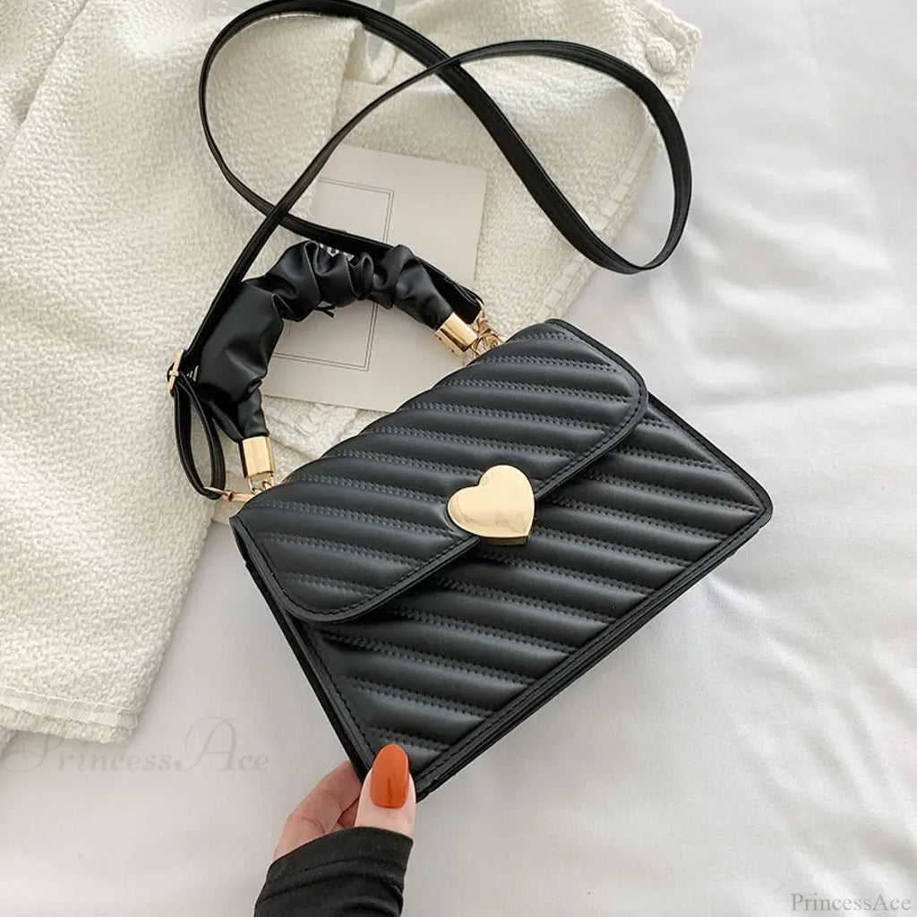 Rhombus Pleated Heart-Shaped Tote Crossbody