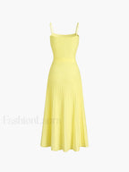 Yellow Rib Midi Sundress Dress